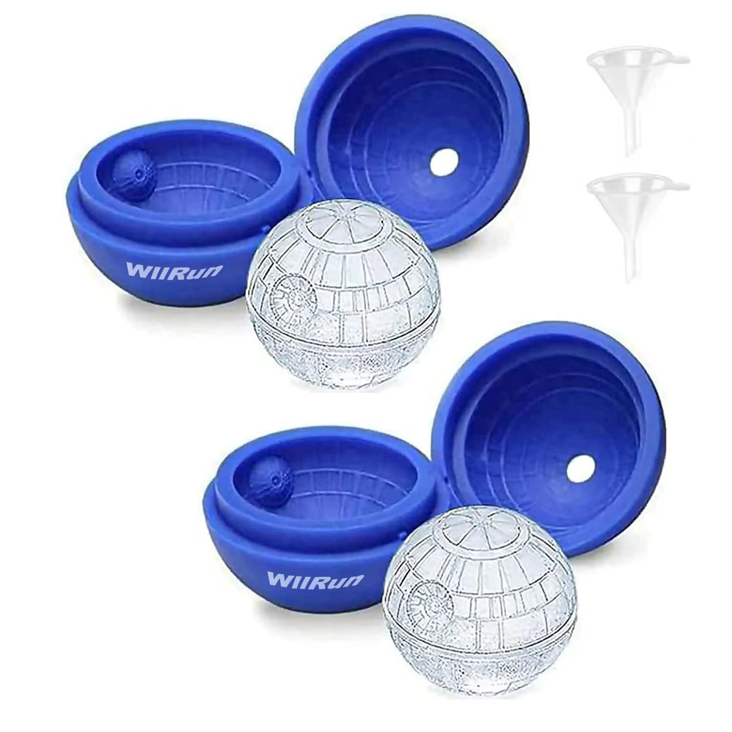 WiiRun blue 2-pack silicone ice ball mold for elegant drinks