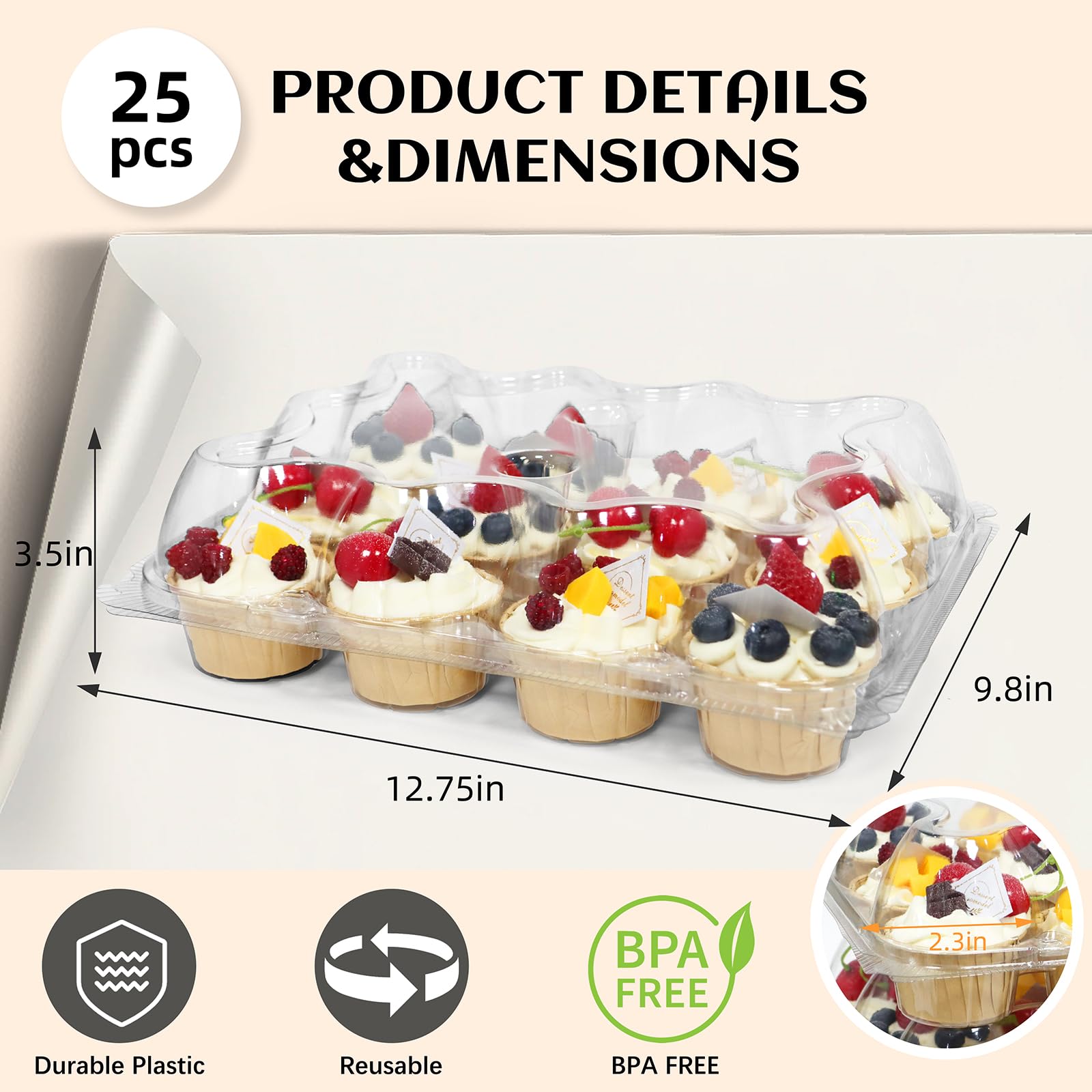 Lids with snaps on WIKDAY cupcake containers prevent spills during transport