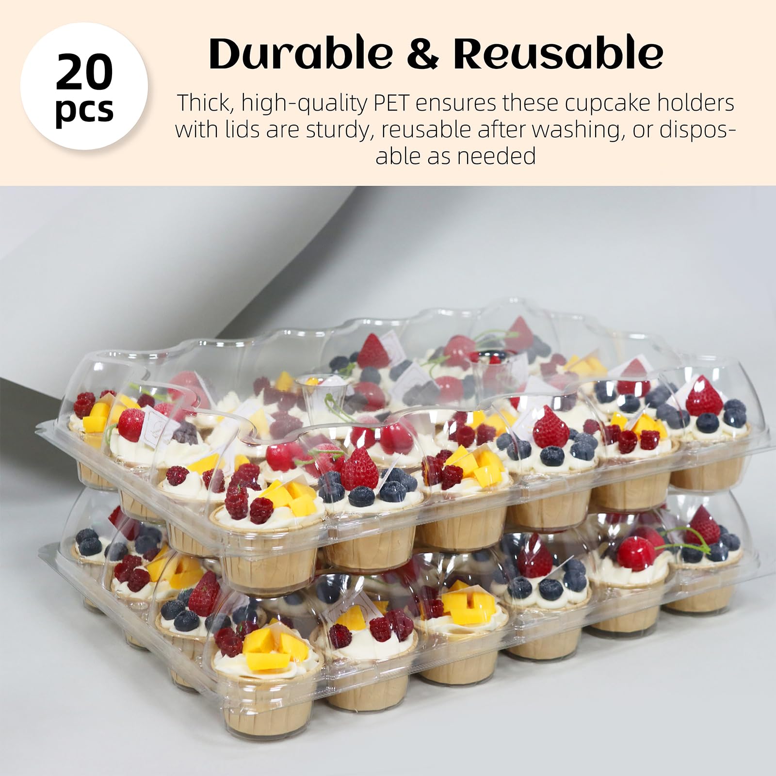 WIKDAY stackable cupcake boxes save space during events.