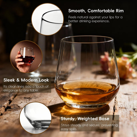 WIKERWANG gift-boxed stemless glasses ideal for parties and gifts