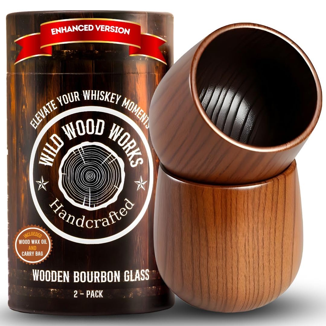 Wild Wood Works charred bourbon glass set for a refined tasting.
