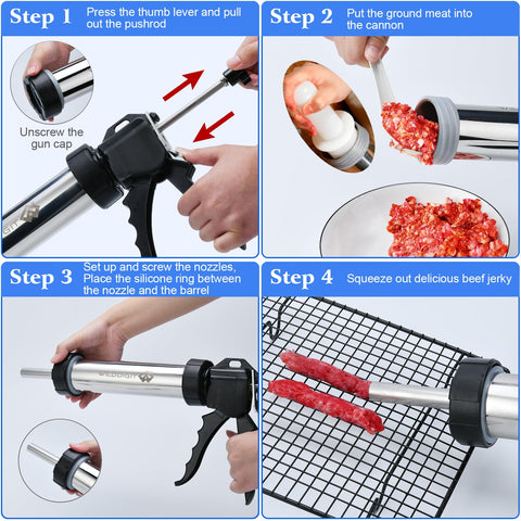 WILDDIGIT Jerky Gun Kit cleaning brushes ease post-cook maintenance.