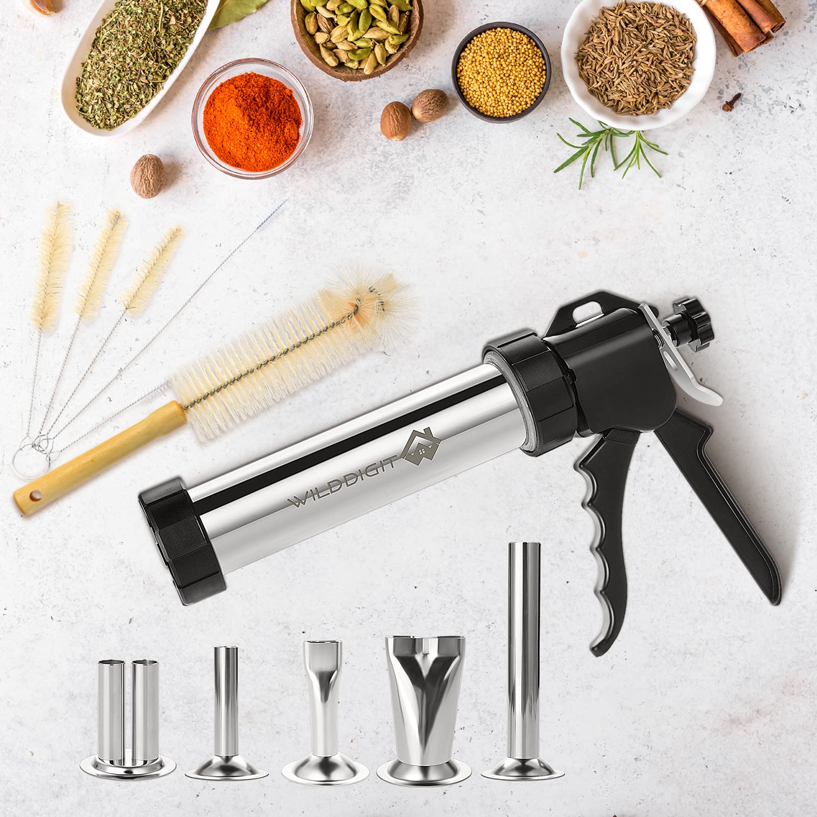 WILDDIGIT Jerky gun kit in use for homemade snacks.
