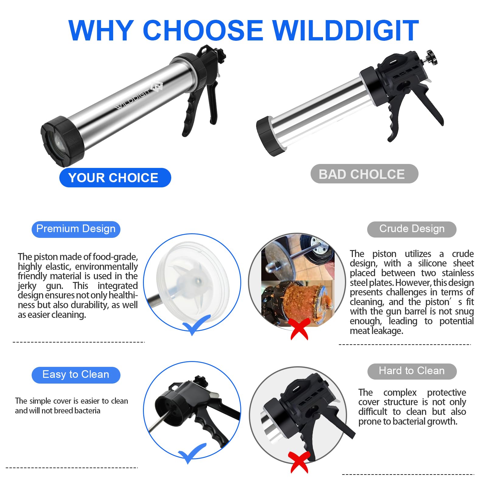 WILDDIGIT jerky gun piston cleaning brushes simplify maintenance after use