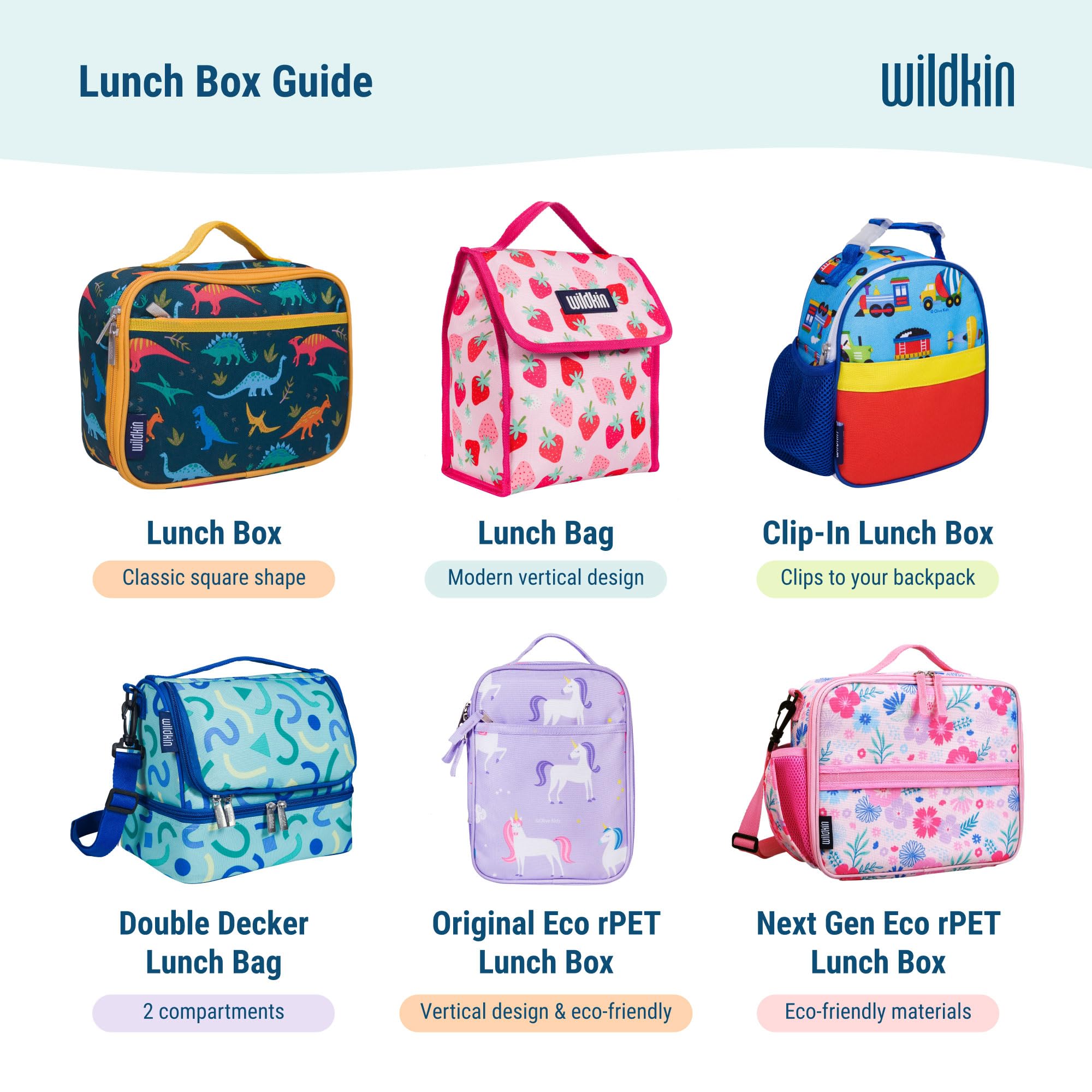 Wildkin Jurassic Dinosaurs lunch box easy-clean design promotes daily reuse