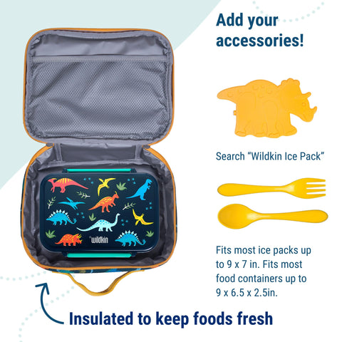 Wildkin Jurassic Dinosaurs lunch box pattern detail adds fun during travel