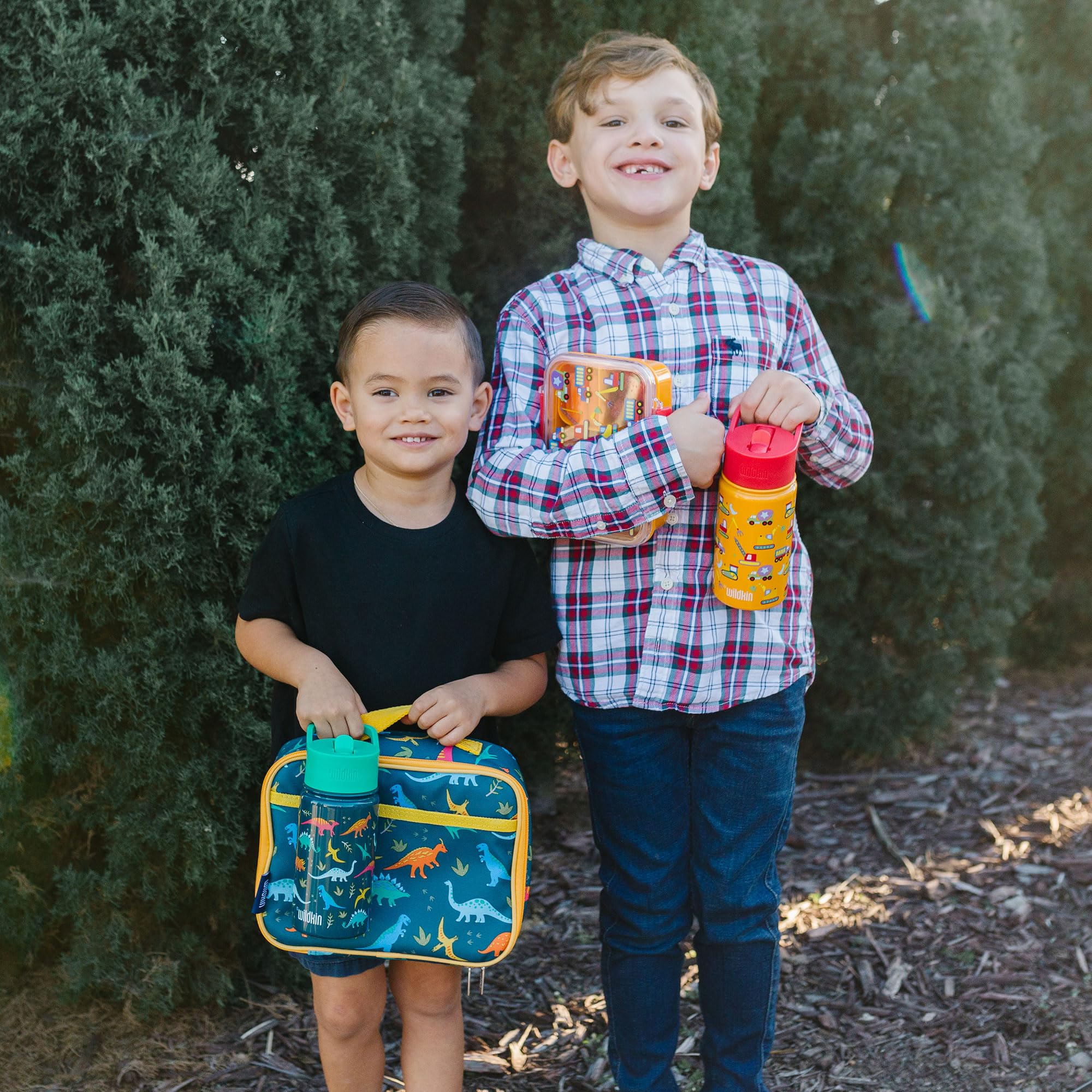 Wildkin Jurassic Dinosaurs lunch box side view highlighting durable carry for school days