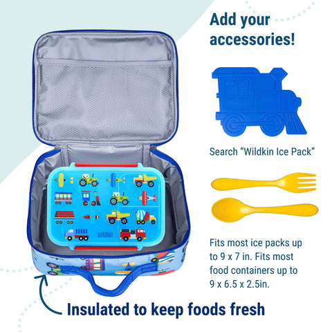 Wildkin Lunch Box uses durable polyester with PVC laminate for easy cleaning