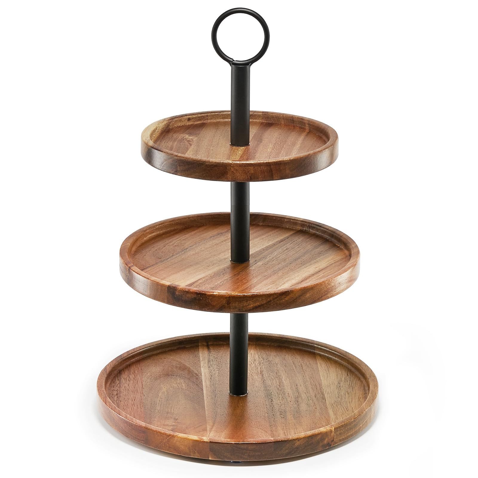 Wildmos 3-tier cupcake stand top view showing rustic wood design for weddings and home entertaining.