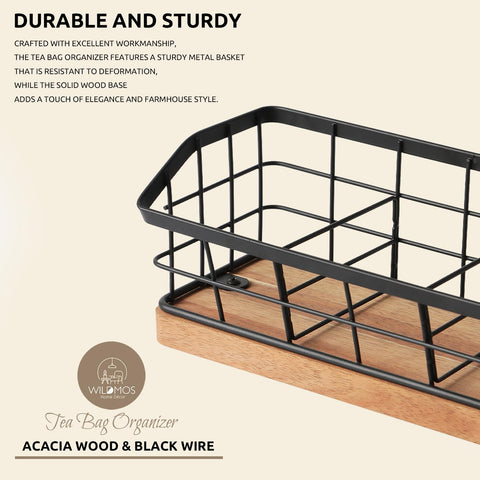 Durable iron-wire basket by WILDMOS complements farmhouse-style kitchen organization.