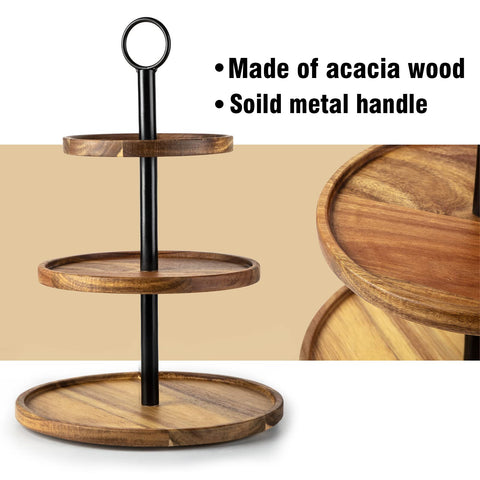 Wildmos 3-tier stand in natural wood finish complements rustic decor.
