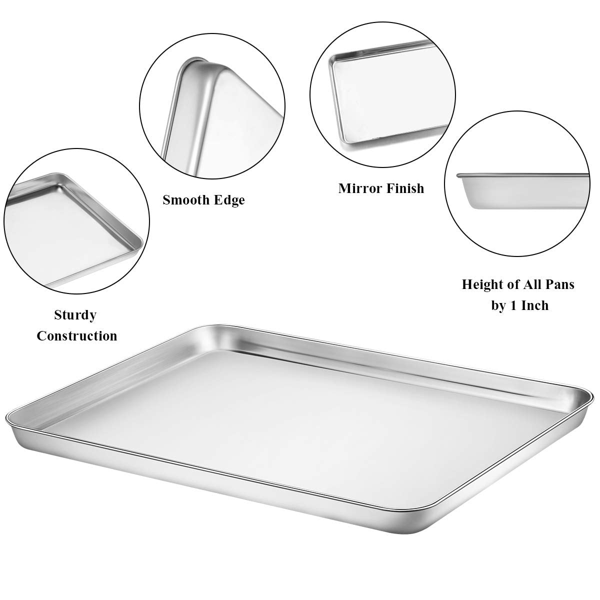Wildone 18-0 stainless steel pan resists rust for long-lasting oven use.
