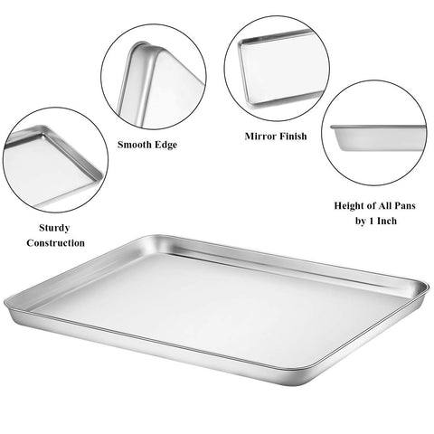 Wildone 18-0 stainless steel pan resists rust for long-lasting oven use.