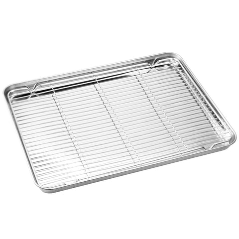 Wildone stainless baking sheet shows sturdy construction for daily use.