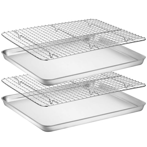 Wildone baking sheet with rack set shown for cookies, roasting, and cooling.