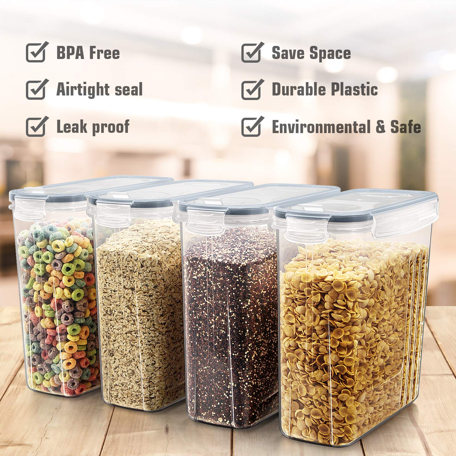 Wildone cereal storage with airtight seal preserves contents by limiting air exposure.