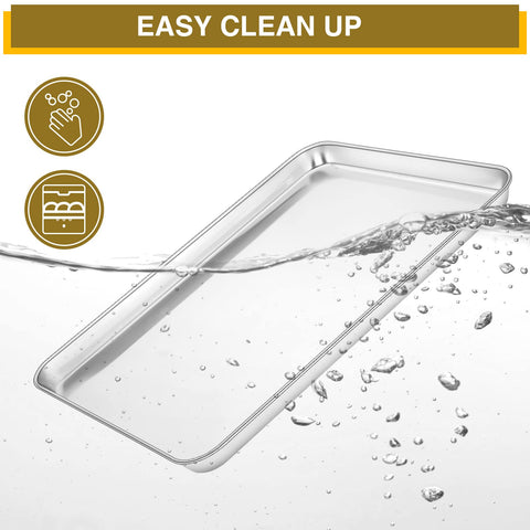 Wildone deep-side bake pan design contains juices for neater oven surfaces