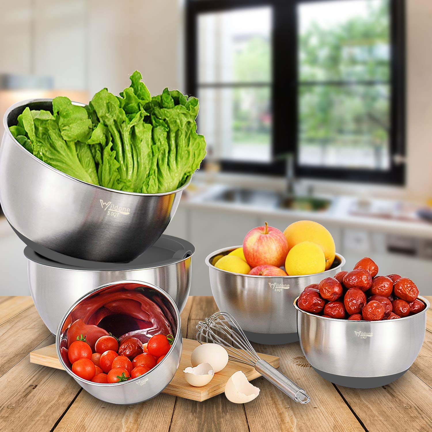 Wildone bowls are dishwasher safe, while lids and graters require hand washing.