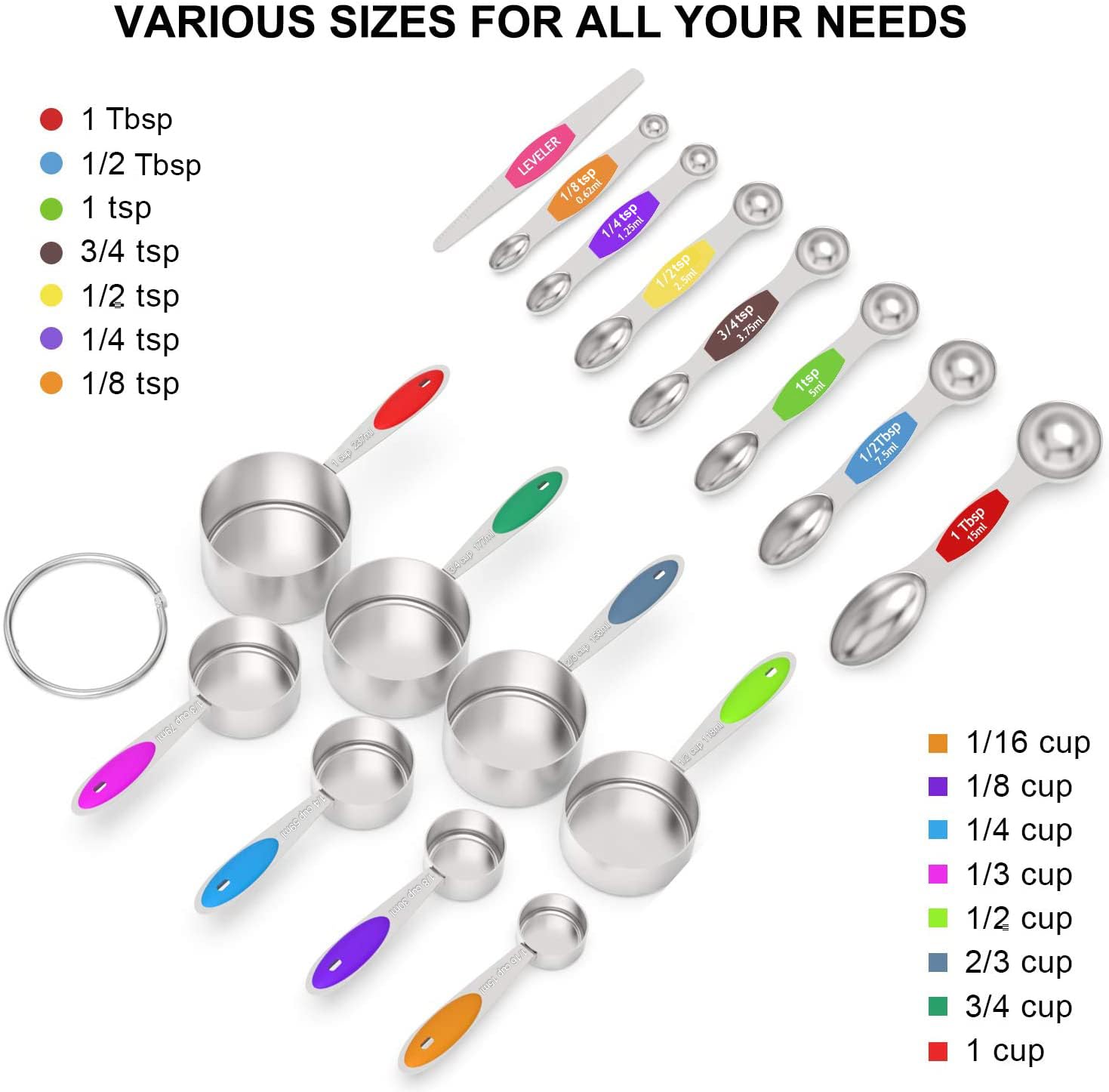 Wildone magnetic double-sided spoons shown for versatile measuring and spice jar access.