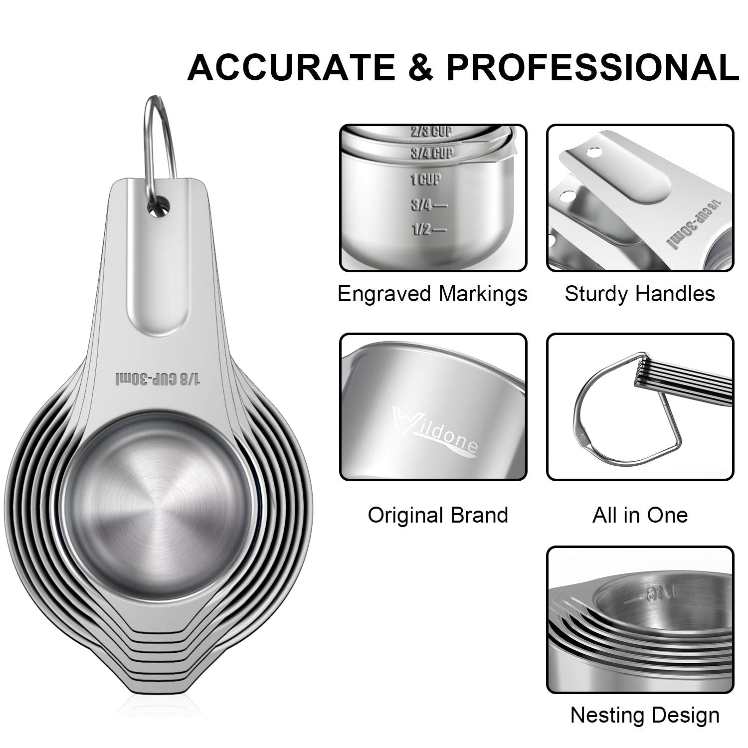 Wildone 21-piece measuring spoons arranged for precise dry ingredient measurement.