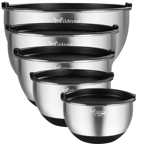 Wildone 8qt mixing bowl with airtight lid for large batches and freshness.