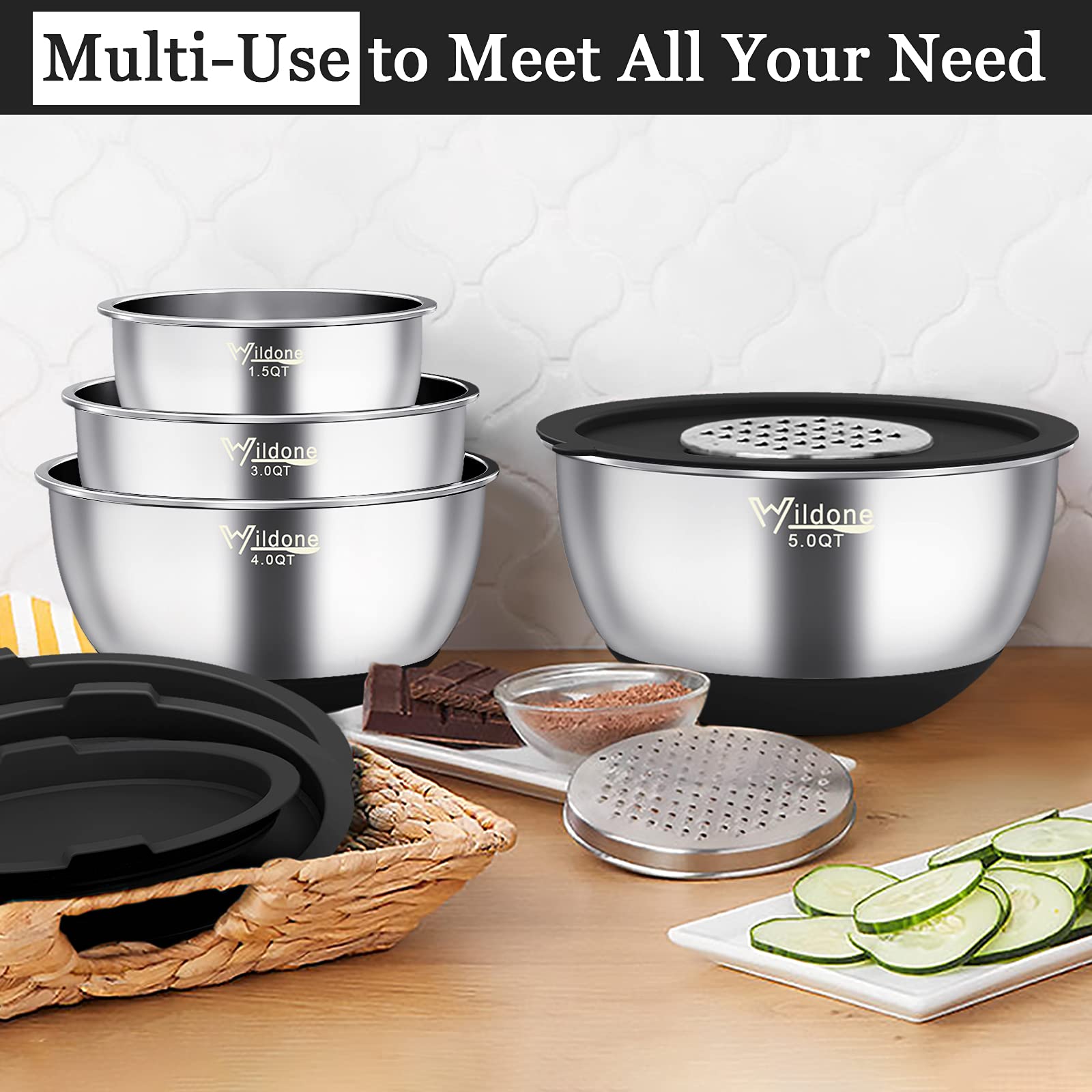 Wildone nesting bowls save space in your cabinet and simplify storage.