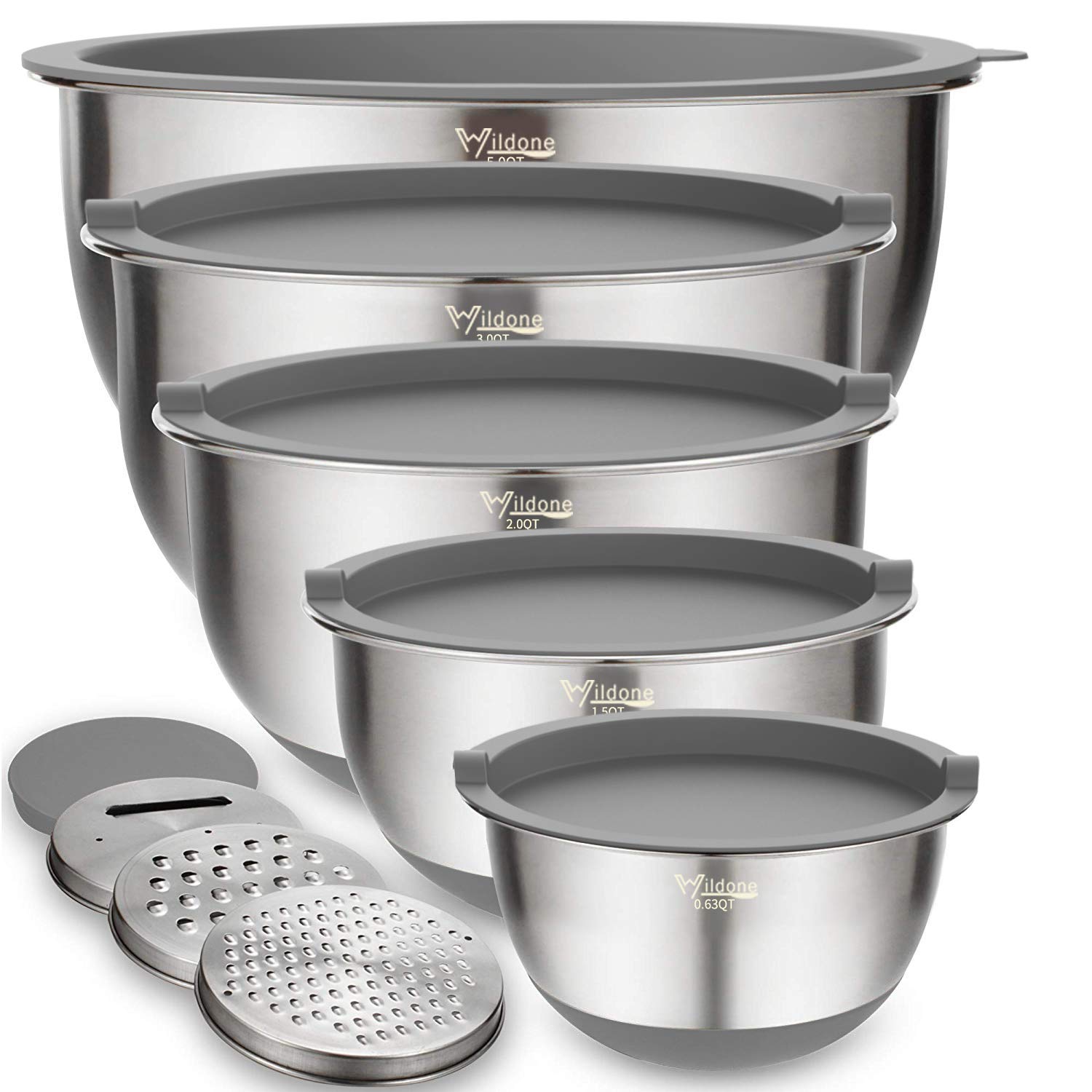 Wildone mixing bowls set with lids for organized prep and serving.