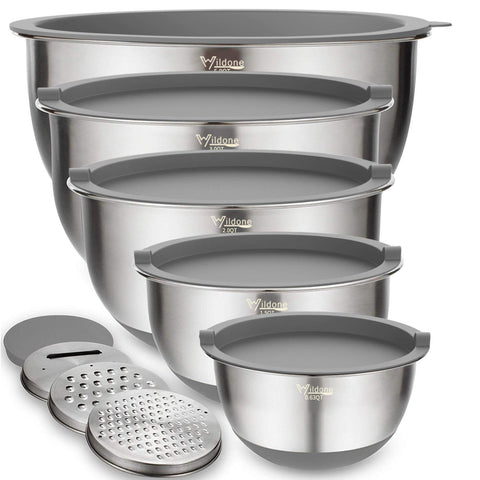 Wildone mixing bowls set with lids for organized prep and serving.