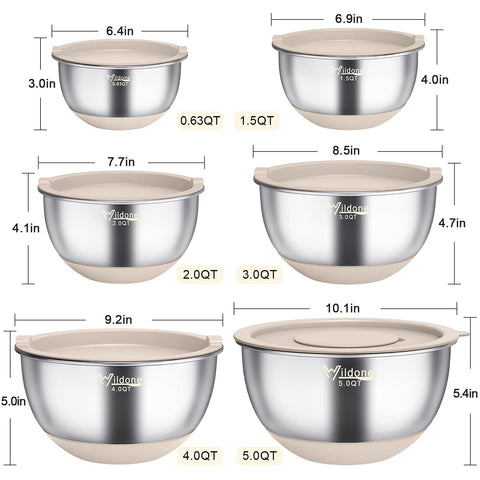 Wildone nesting bowls stacked for space-saving kitchen organization.