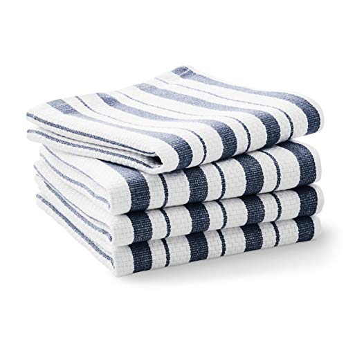 Williams-Sonoma Classic Striped Dishcloths in navy, absorbent 15-inch squares for everyday dish care.