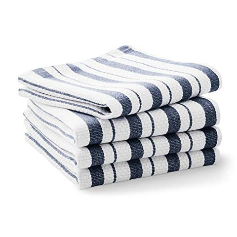 Williams-Sonoma Classic Striped Dishcloths in navy, absorbent 15-inch squares for everyday dish care.