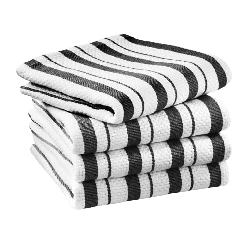 Williams-Sonoma Classic Striped Towels in jet black with a plush, durable weave for daily use.