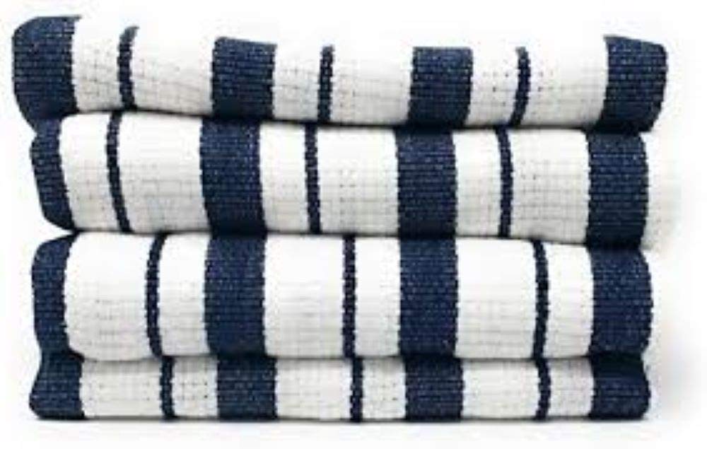 Williams-Sonoma Classic Striped Towels Navy folded on counter, soft and absorbent for everyday use.
