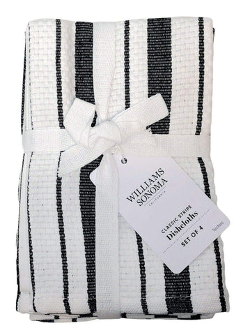 Williams-Sonoma classic striped dishcloths in jet-black basketweave for everyday use