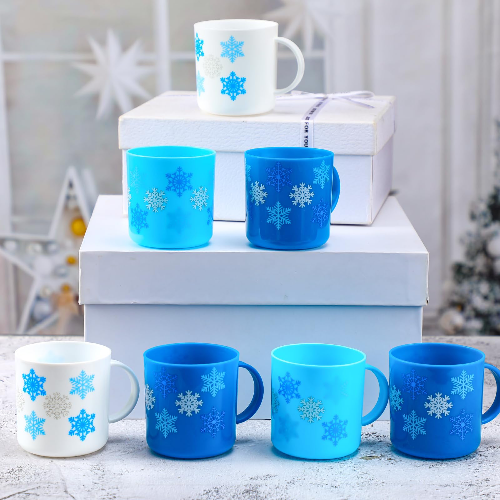 Willinglong snowflake mugs darkblue 6oz suitable for party beverages and reuse.