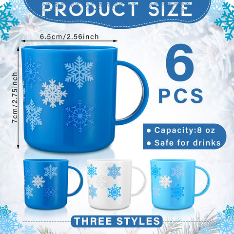 Willinglong snowflake mugs white 6oz ideal for seasonal cocoa and sharing.