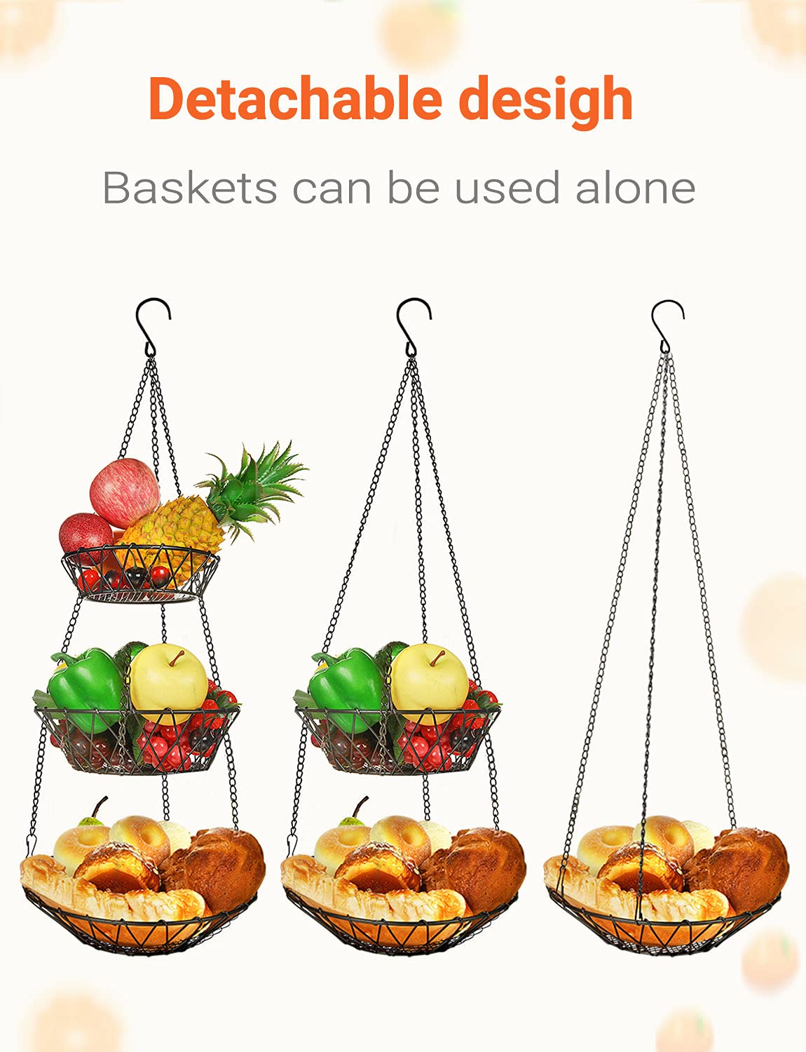 WILLIZTER detachable baskets showing three removable sections for serving