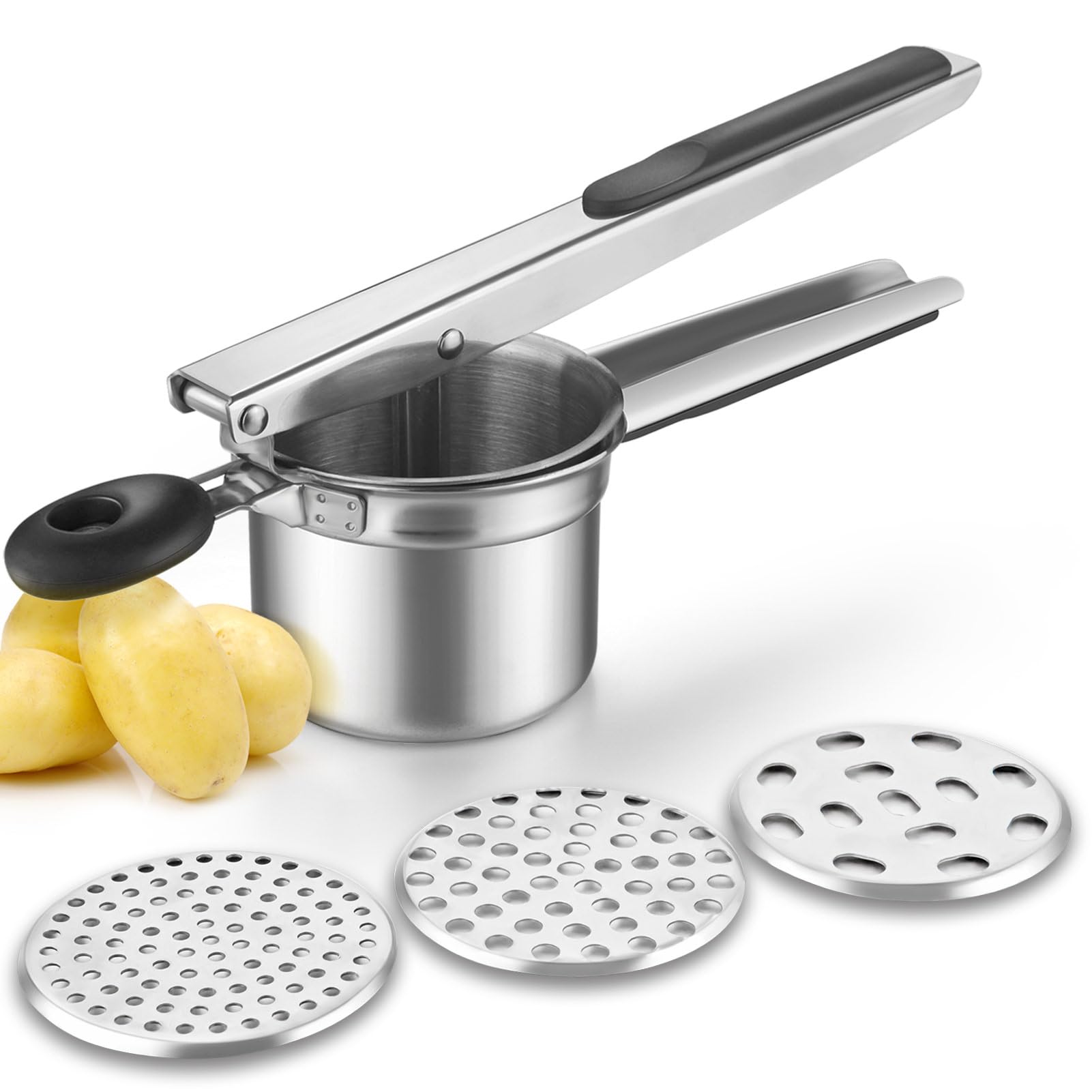WILLIZTER potato ricer over a bowl creating fluffy mashed potatoes easily.