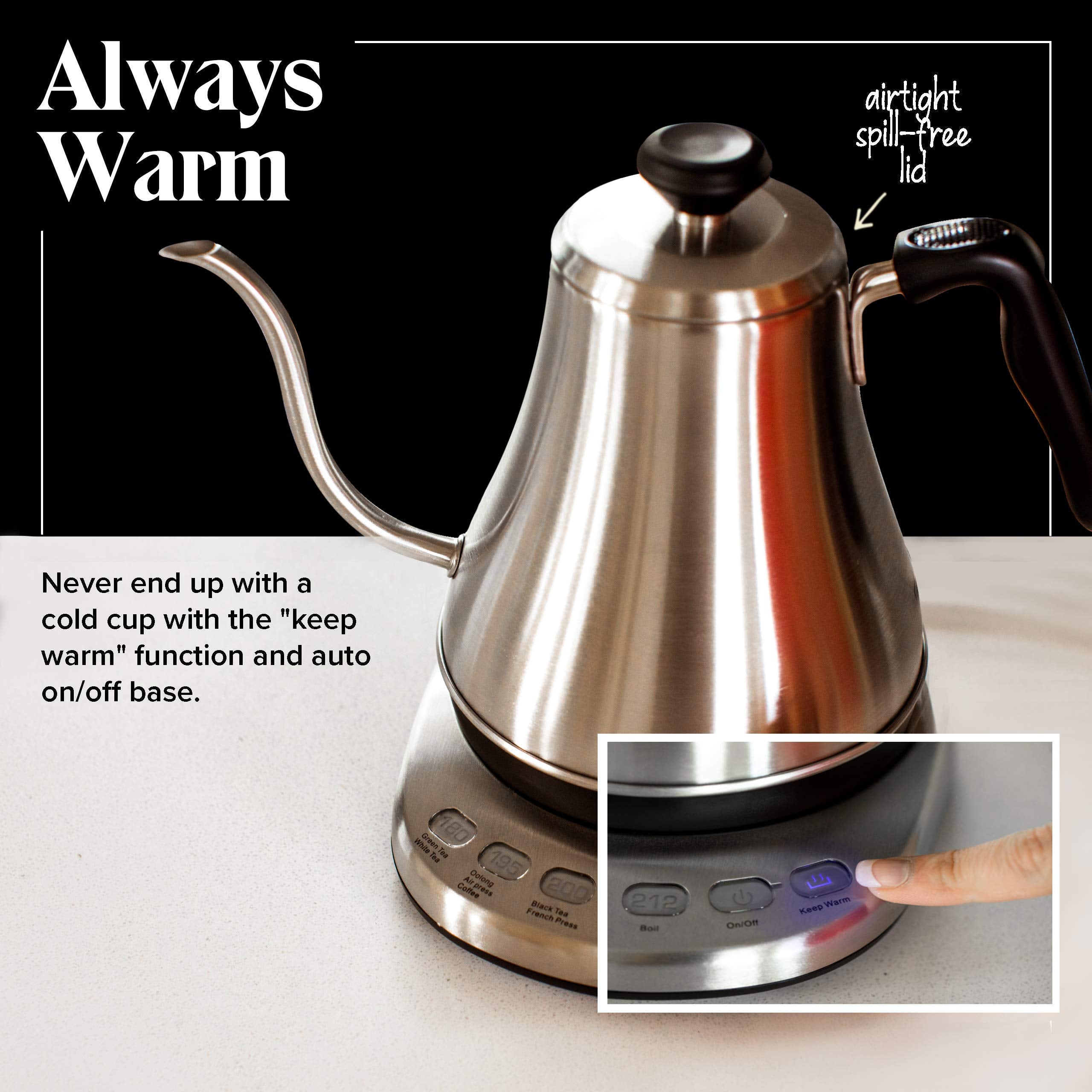 Willow & Everett kettle temperature panel showing preset options