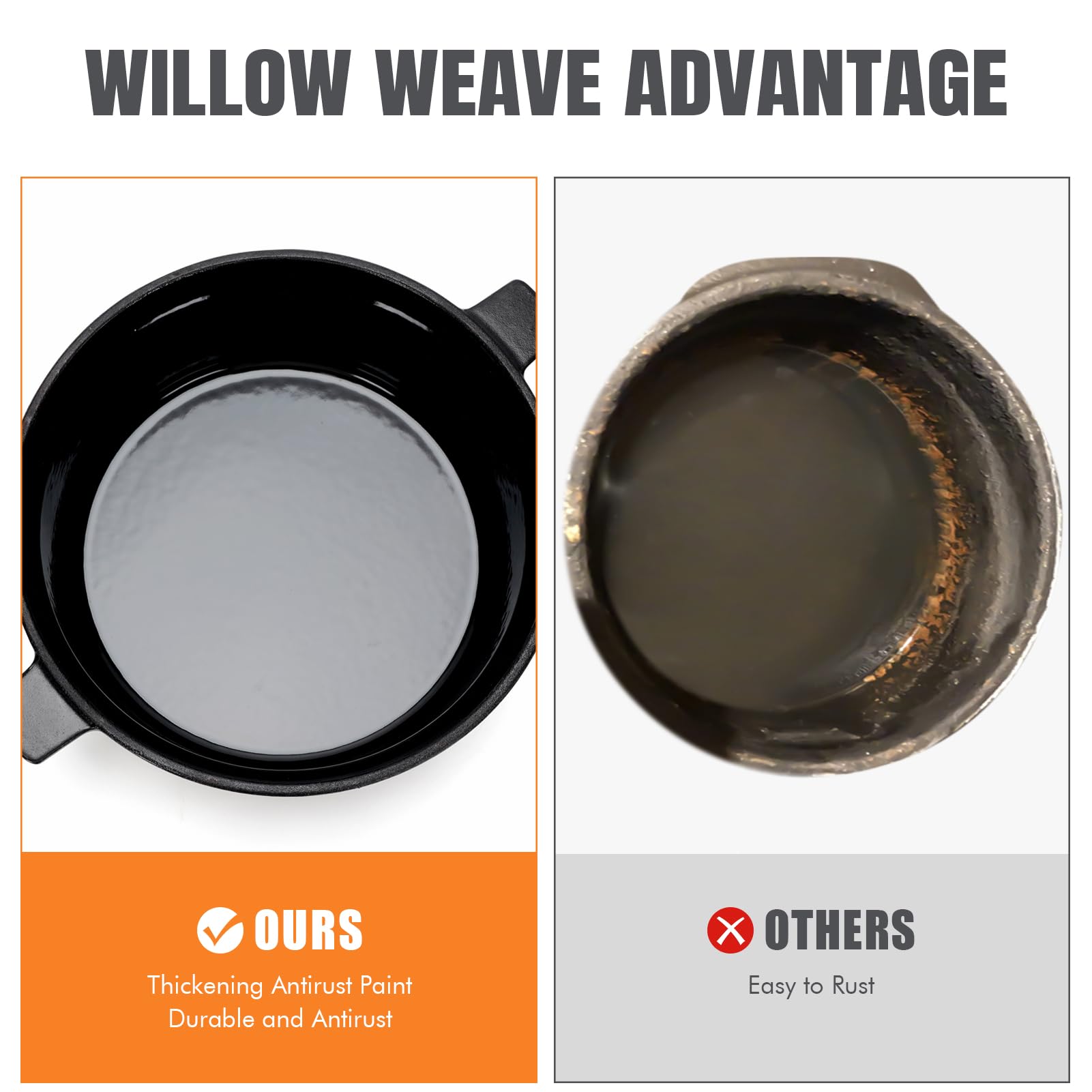 Willow Weave stove steamer gray finish blends with decor.