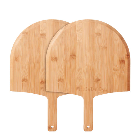 Willowdale 12-inch wood pizza peel two-pack, ideal for easy transfer from oven