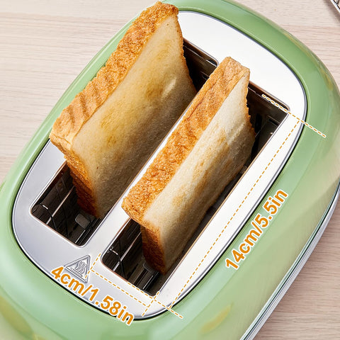 Wiltal Green Retro Toaster stainless lid keeps counters clean.