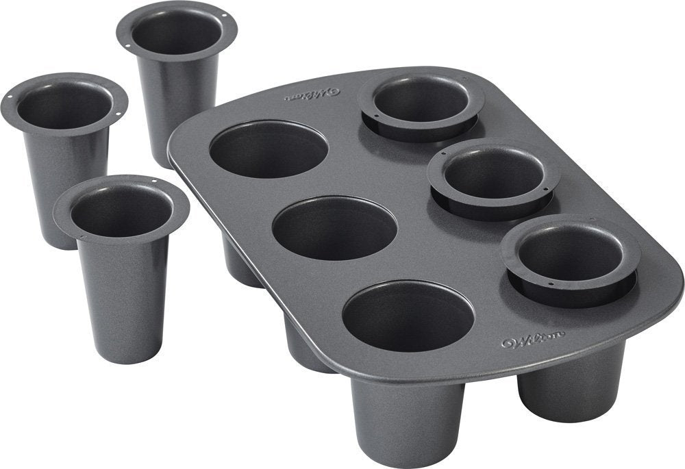Wilton cookie shot glass pan 6-cavity ready for dough to create playful cups.