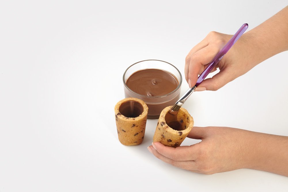 Wilton cookie shot glass pan interior non-stick coating for easy release.