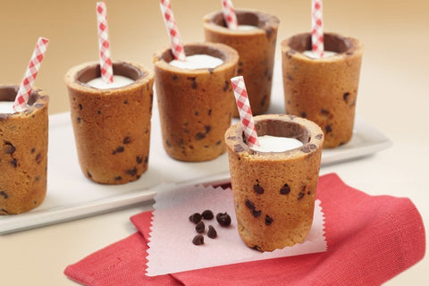 Wilton cookie shot glass pan filled with mousse or ice cream for a party treat.