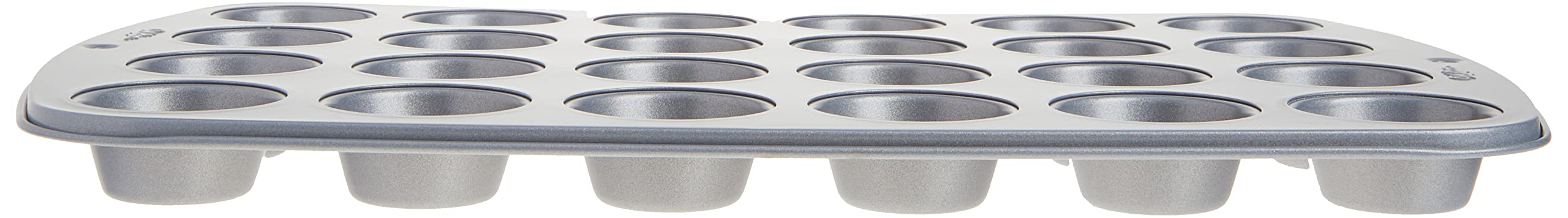 Wilton muffin pan in dishwasher-safe rack for easy cleaning.
