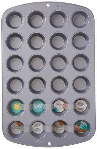 Wilton non-stick mini muffin pan simplifies release after baking.