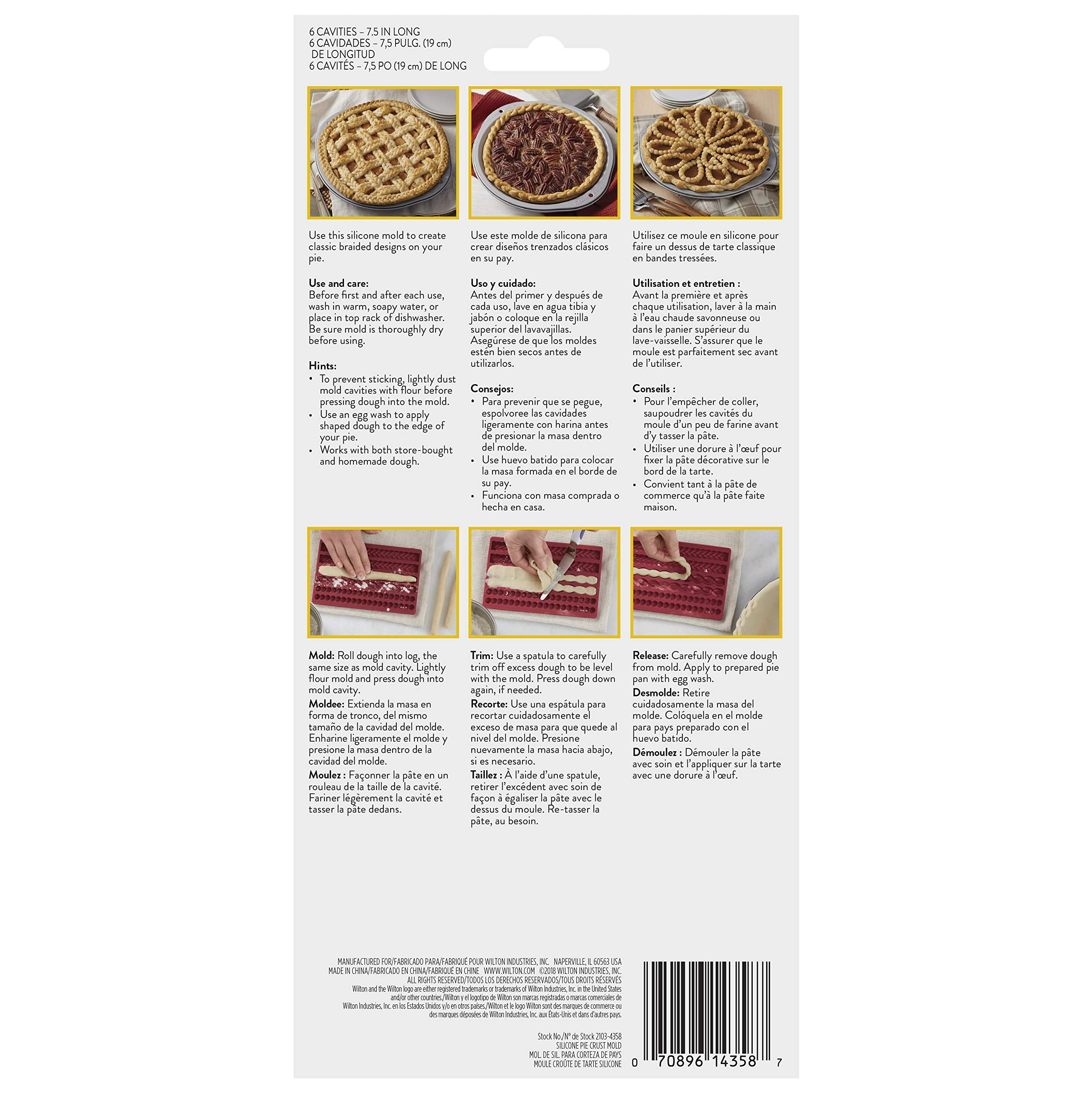 Wilton silicone pie mold dishwasher-safe for easy cleanup after baking