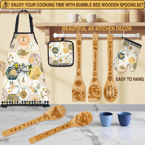 Wimabuden bee gifts spoon pattern close-up and smooth bamboo texture