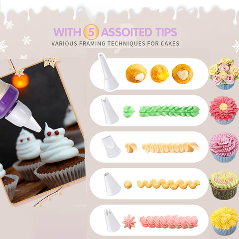 Winbao 7-piece icing nozzle set for roses, hearts, and decorative patterns.